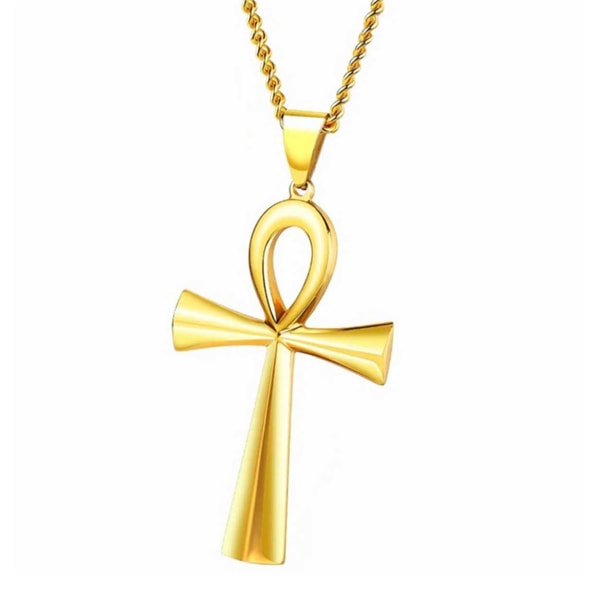 Egyptiskt Kors Halsband med Kedja Guld guld