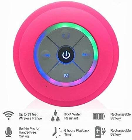 Vattentät Duschhögtalare med RGB LED - Bluetooth Högtalare med Sugkopp Blå