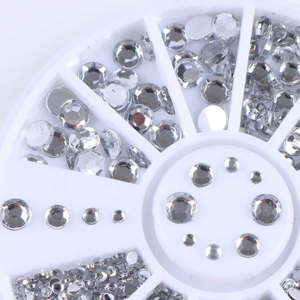 Negleindretning rhinestone 4 størrelser krystaller - sølvklar sølv