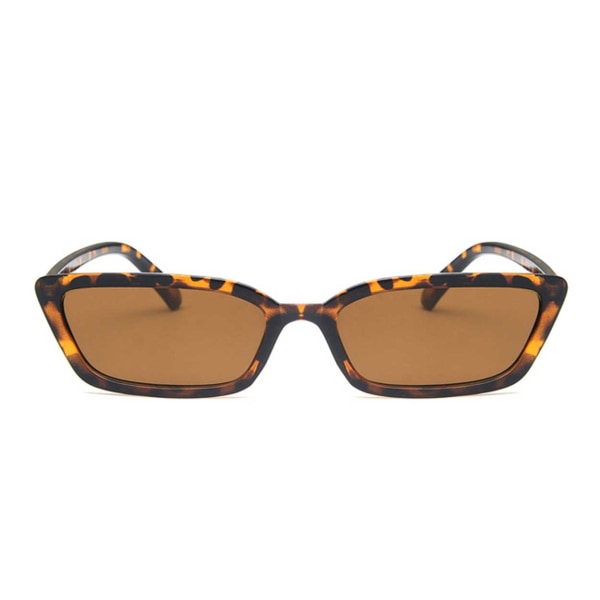 Smala Rektangulära Solglasögon Brun Leopard brun