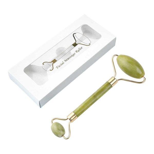 Naturlig Jade Roller Gua Sha Ansiktsverktyg Mineralsten grön