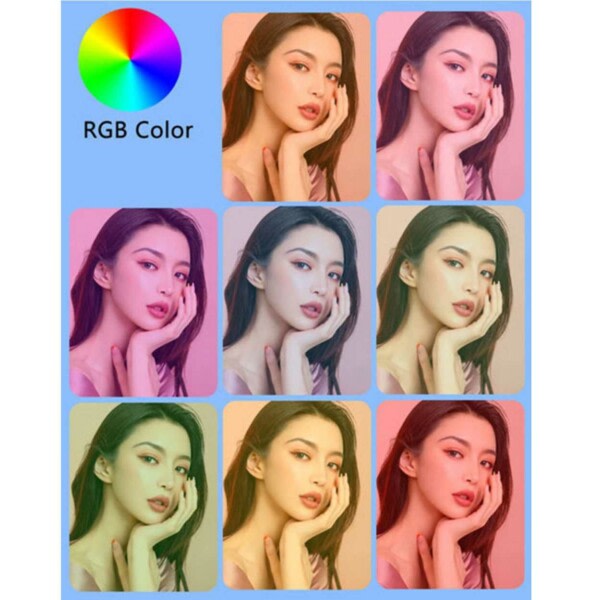 RBG Selfie Loof LED Ring Light State og Mobile Check svart
