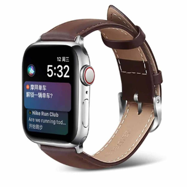 Apple Watch 38/40/41 1/2/3/4/5/6/7/8/SE Brunt Läderarmband Skinn brun