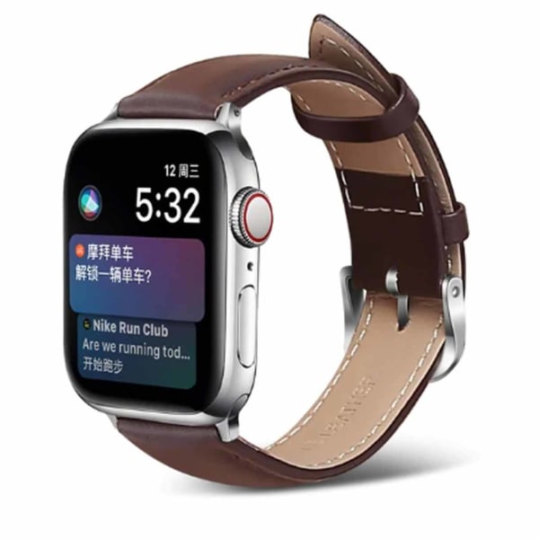 Apple Watch 42/44/45 1/2/3/4/5/6/7/katso ruskea nahkaranneke ruskea