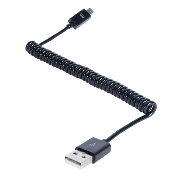 Android opladningskabel USB / Micro USB spiralkabel (sort) sort