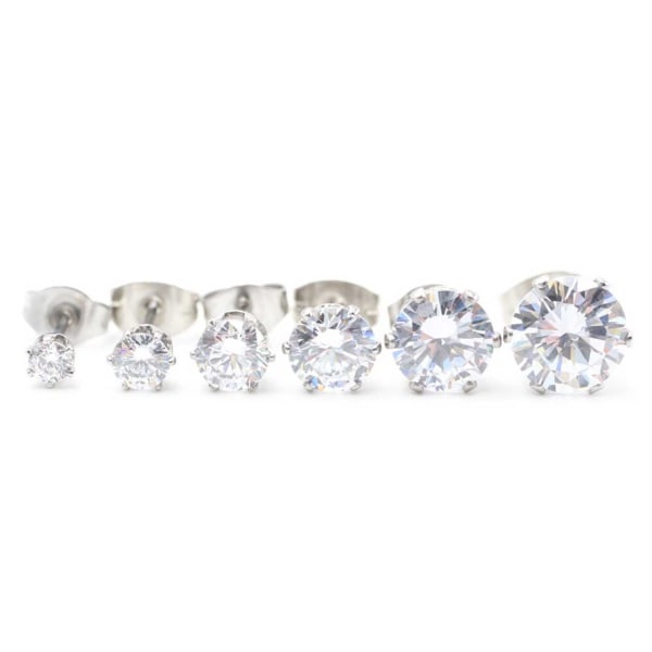 2-pack sølv krystal piercing øreringe piercing juvel - 4mm sølv