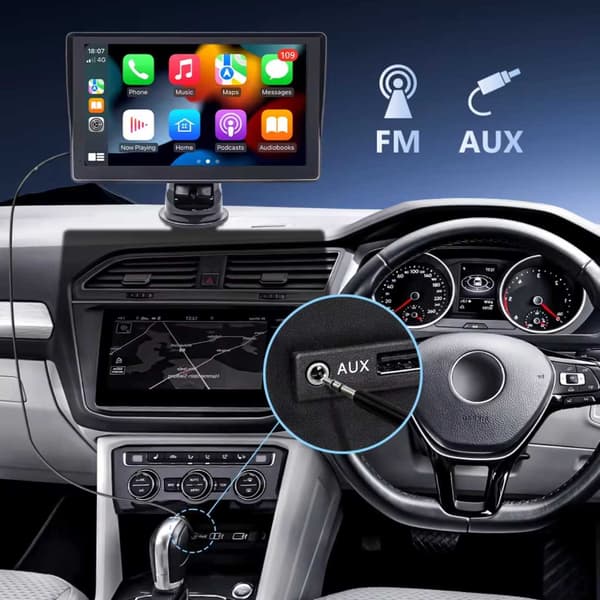 Car Stereo 7" kosketusnäyttö autolle, jossa on langaton Carplay ja Android Auto musta