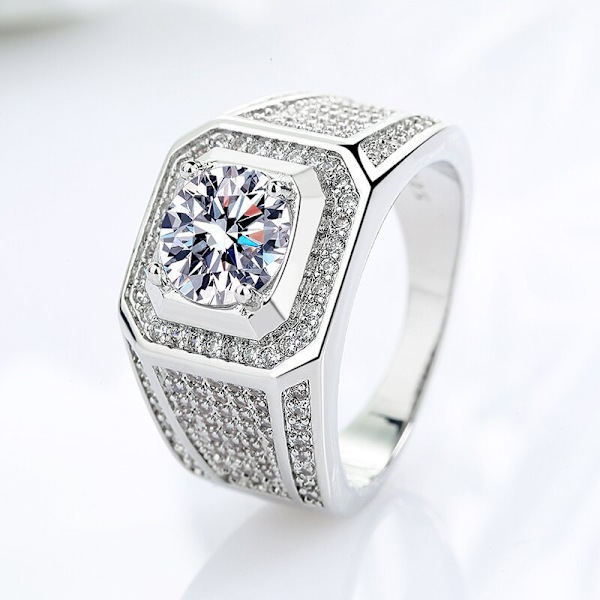 Klackring CZ Kristall Silver Justerbar Storlek silver