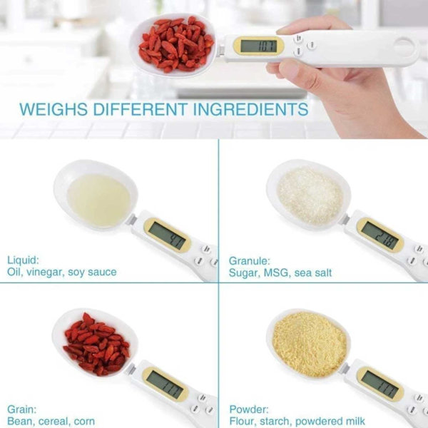 Digitaalinen keittiön aalto lusikalla Scoop -lusikka aalto 500 g/0,5 g ruoanlaitto valkoinen