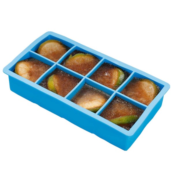 Silikone er form for 8 store isbiter Ice Cubes blå
