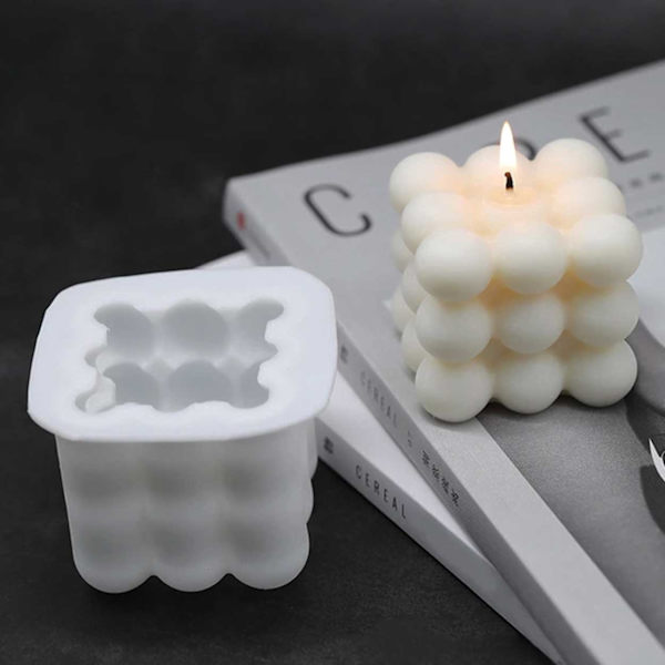 DIY Stearin Light Cub - Light Form 6cm hvid