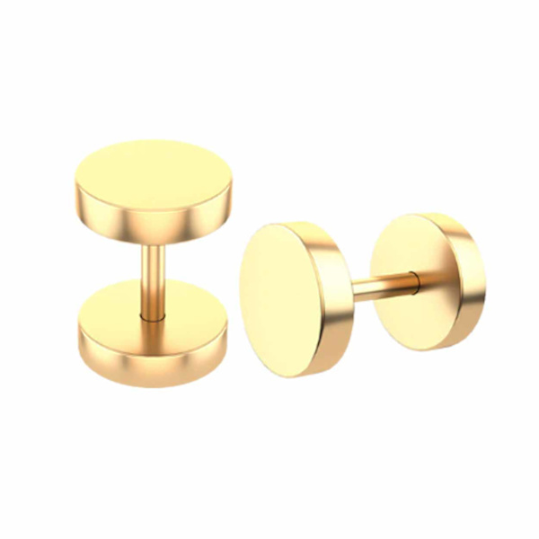 2-pack Fake Plug Fake Forlængelse Øreringe Piercing Jewel Gold - 8mm guld