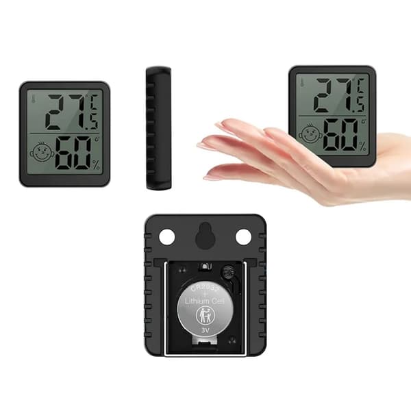 Digitalt Termometer Hygrometer Mini Vejrstation Sort
