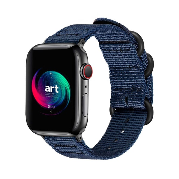 Apple Watch 1/2/3/4/5/6/7/katso 42/44/45 Nylon -rannekoru Nato -rannekorut sininen