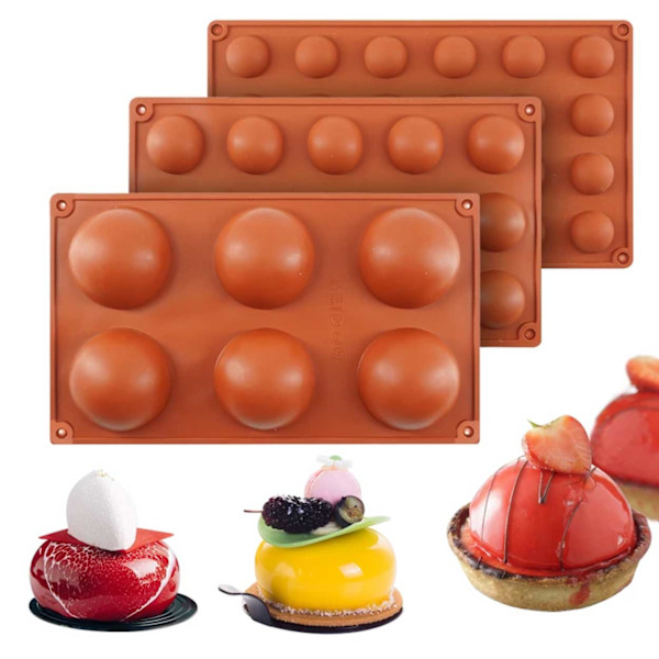 Silikonform 15 Kulor Halvklot Bakform - Is/Choklad/Geléform brun