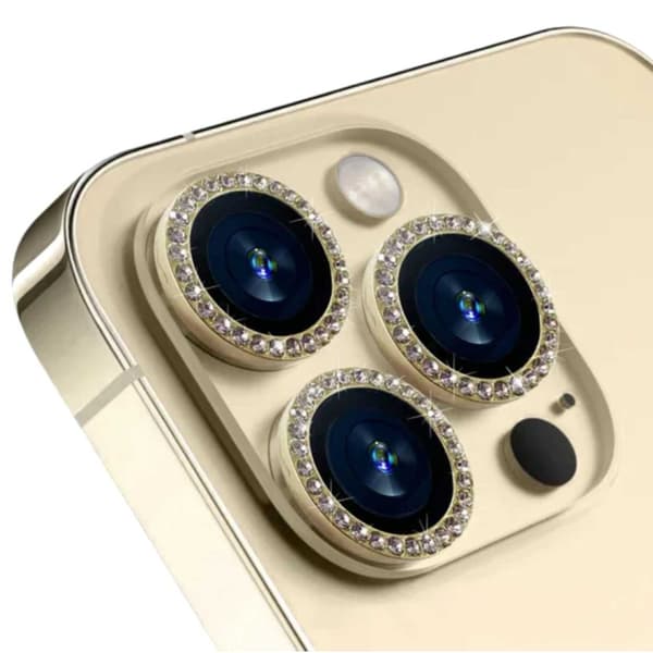 iPhone 13 Pro/13 Pro Max linssinsuojus Bling Diamond Gold kulta