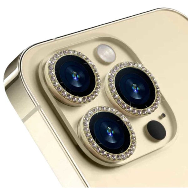 iPhone 13 Pro/13 Pro Max Linsskydd Bling Diamant Guld guld