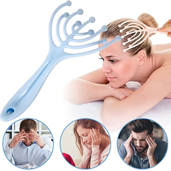 Hovedmassageapparat med 9 fingre – Afslappende hårbundsmassage – Blandede farver