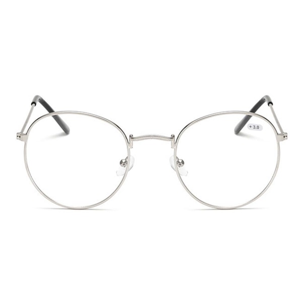 Retro Runda Läsglasögon Glasögon Styrka 3.0 Silver silver