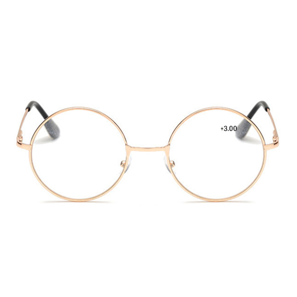 Retro Round Reading Glasses Gold Strength 3.0 Briller guld