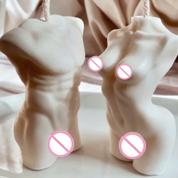 Kevytmuoto kynttilöitä 3D -miesten vartalo 10 cm valkoinen