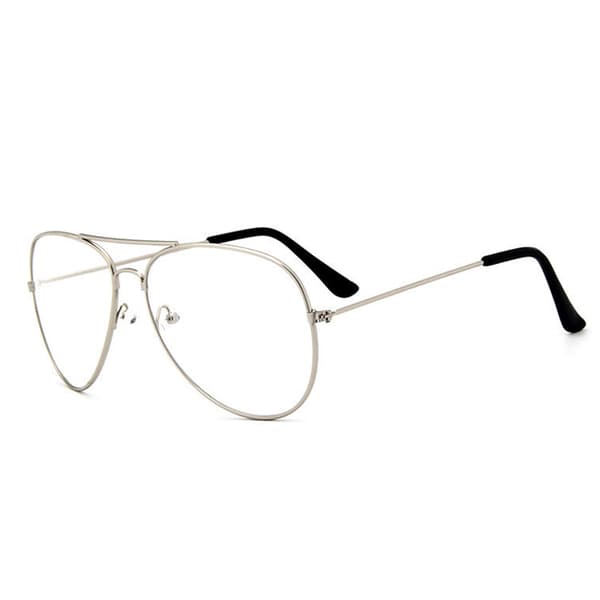 Retro Pilot Aviator Briller Sølv Klart Glas uden styrke sølv