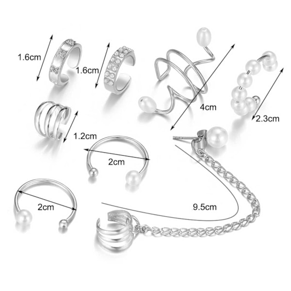 Öron Piercing Set Dam - Pärlor Silver silver