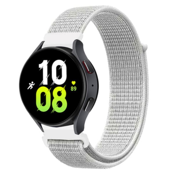 Galaxy Watch 4/5 Armbånd 20mm Nylon Velcro White hvid