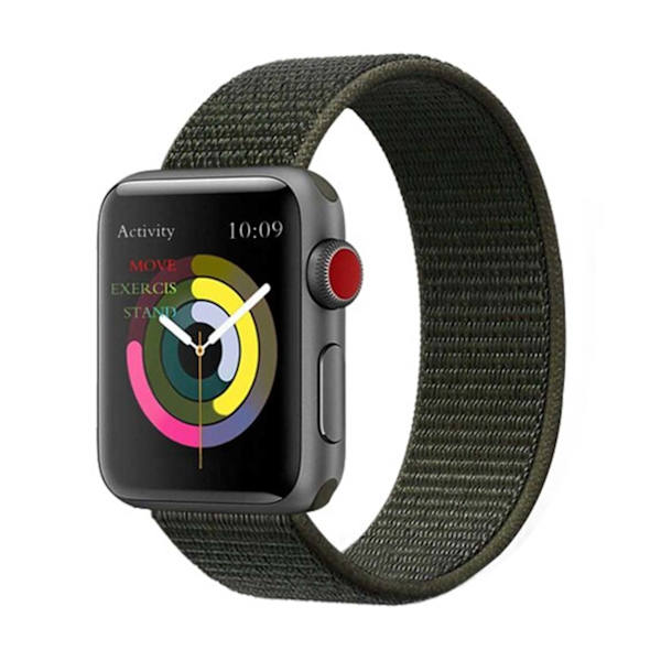 Apple Watch 1/2/3/4/5/6/7/katso 42/44/45 Nylon -rannekoru tarrana vihreä