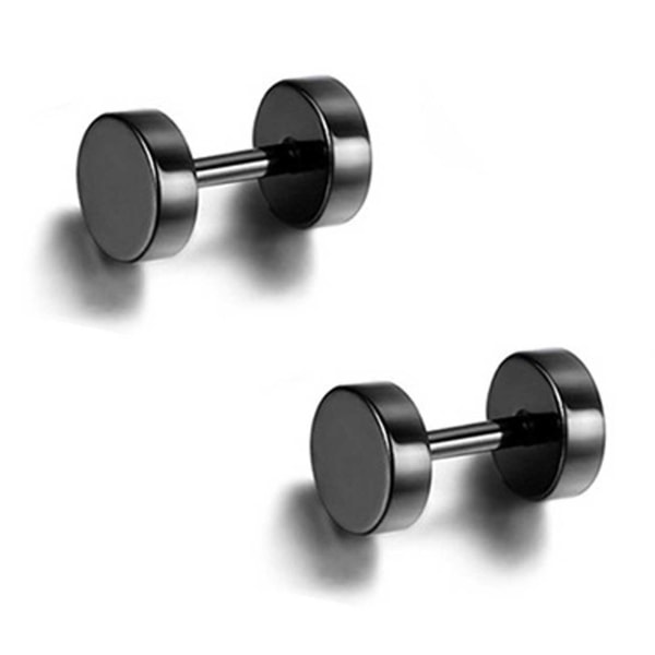 2-pakke sort falsk stik falsk forlængelse øreringe piercing juvel - 6mm sort
