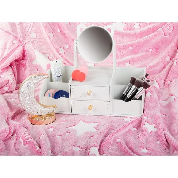 Make-up-organizer med spejl og skuffer – Opbevaringsbord til makeup hvid