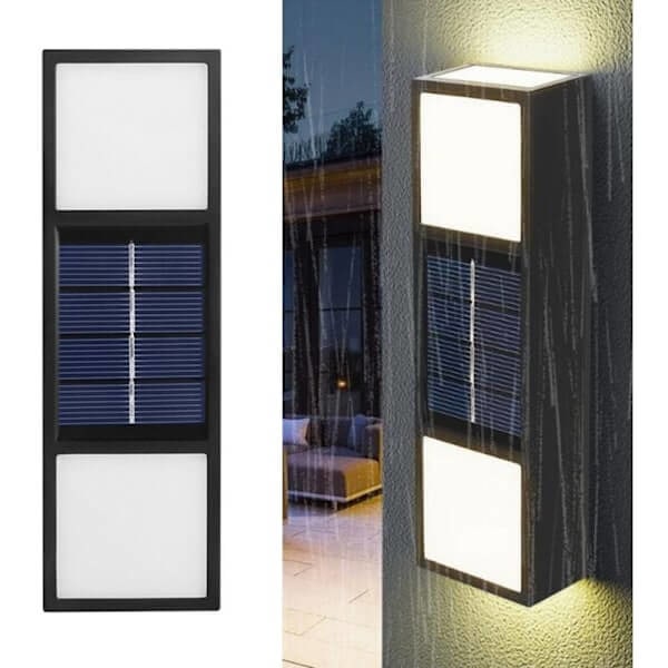 2-Pack Solcellelampe for Fasadevegg Utendørs - Fasadebelysning Solcelle Sort (kopi) svart
