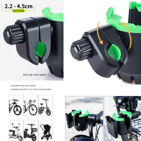 Bicykelmobilholder og flaskeholder - Mobil og flaske sort