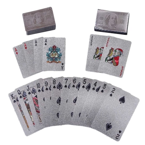 Forgyldt spillekort pokerkort i sølv dollars sølv