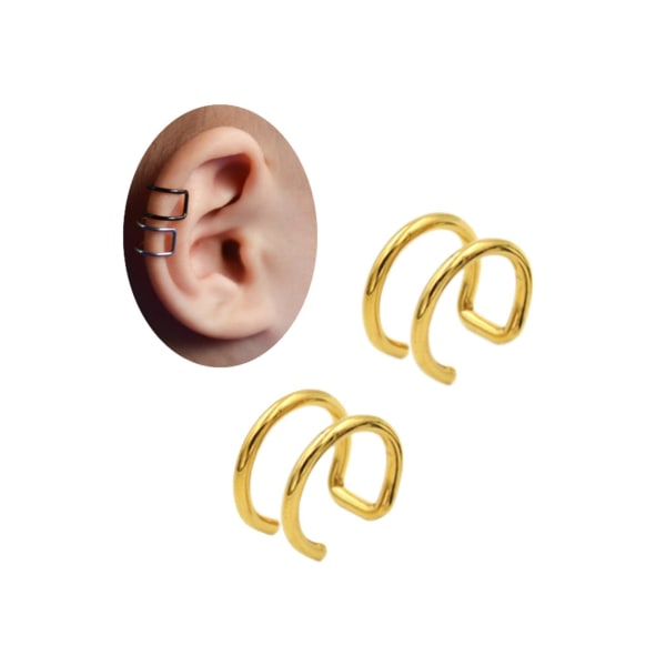2-pack guld falske piercing ører øreringe øret manchet uden huller guld