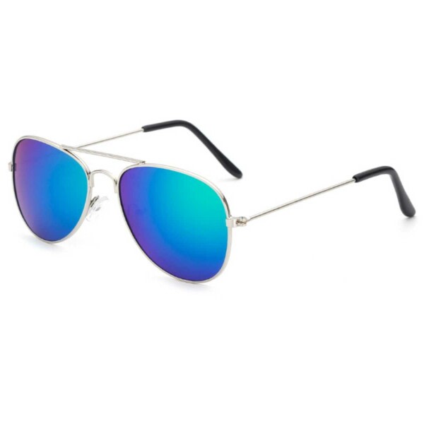 Pilot Solglasögon för Barn - Barnsolglasögon - Silver Grönt Spegelglas grön