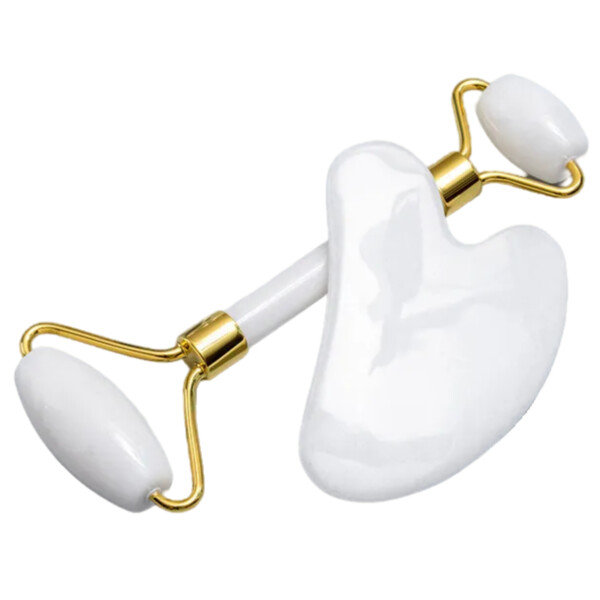 White Jade ansiktsroller og Gua Sha ekte naturstein hvit