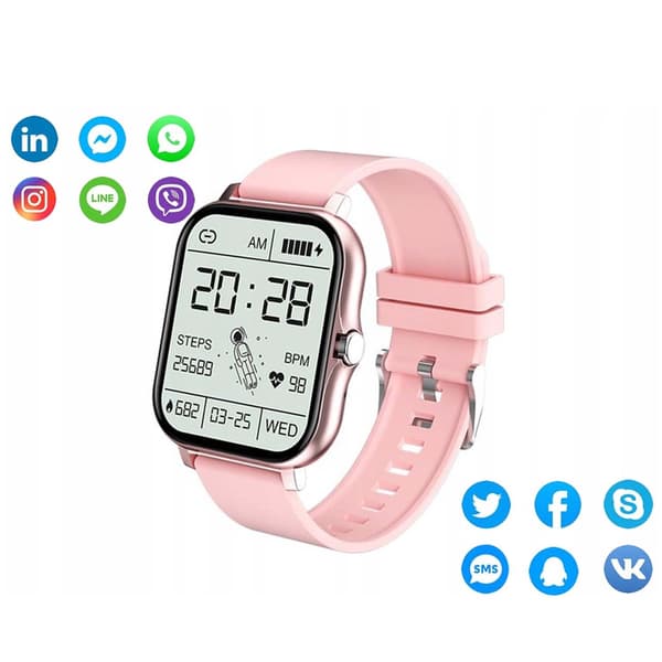 FitPro Android iOS Smartwatch med 2 armband, bluetooth och hälso-funktioner Rosa rosa