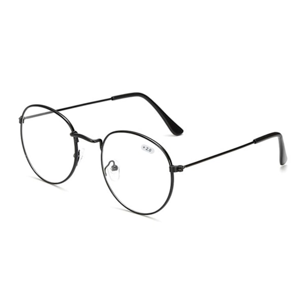 Retro Runda Läsglasögon Glasögon Styrka 2.0 Svart svart