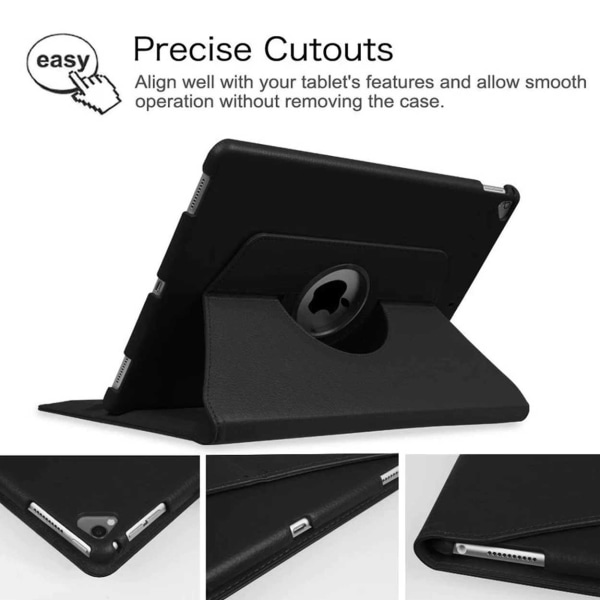 iPad Pro 3/4/5/6 12.9 "360 ° Smart Shell Case Case PU Leather Black sort