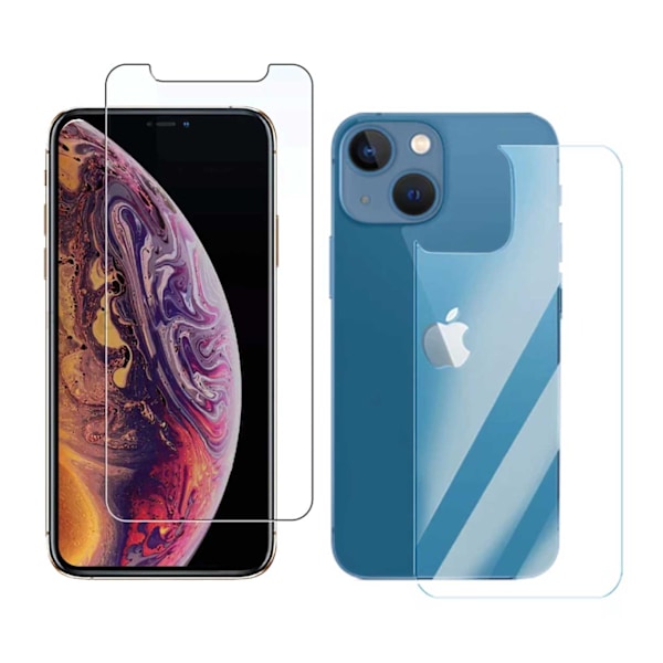 2-pack iPhone 13 Vis film + beskyttelsesfilm til ryg gennemsigtig