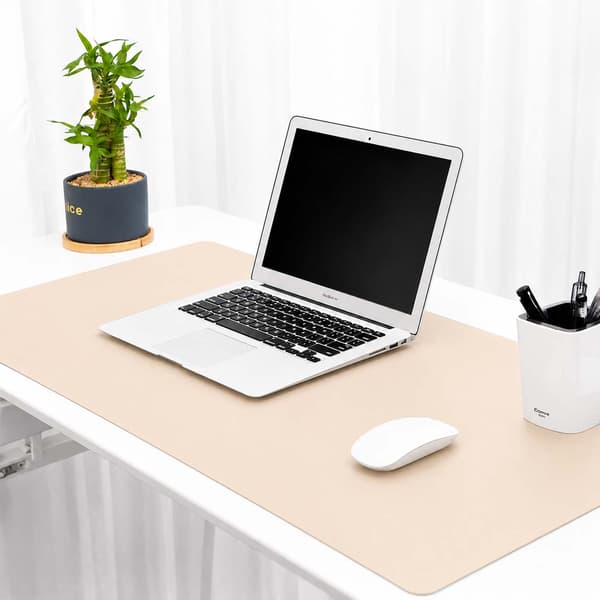 Beige Skrivebordsunderlag Deskmat 100x50 cm PU-læder beige