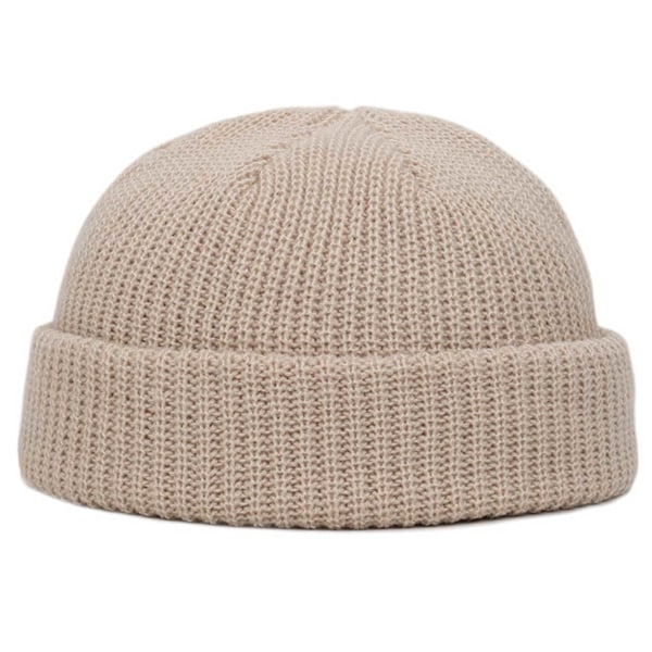Beige sotar cap rib strikket hette beige