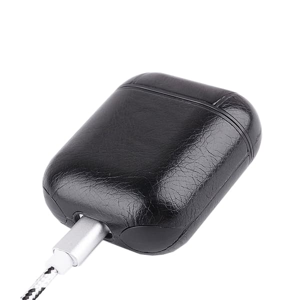 Black Apple AirPods 1/2 taske Case Protection Case i læder læder sort
