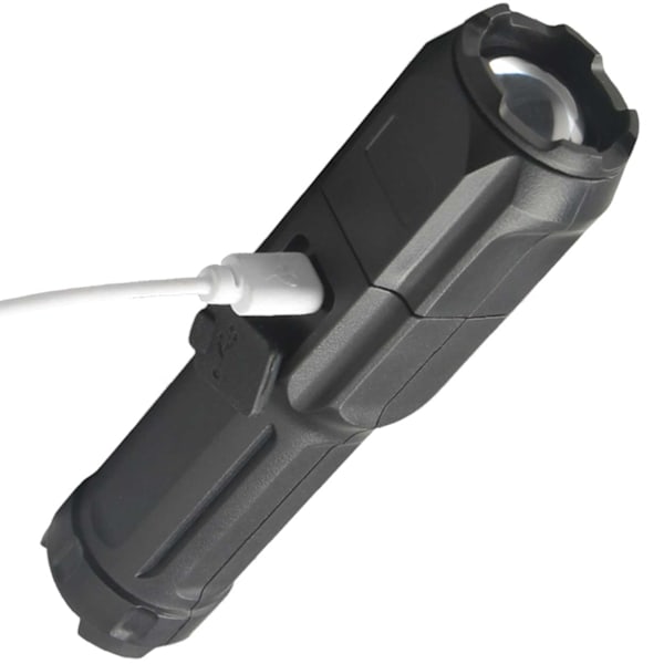 3-Pack genopladelig LED-lommelygte Zoom XPE sort