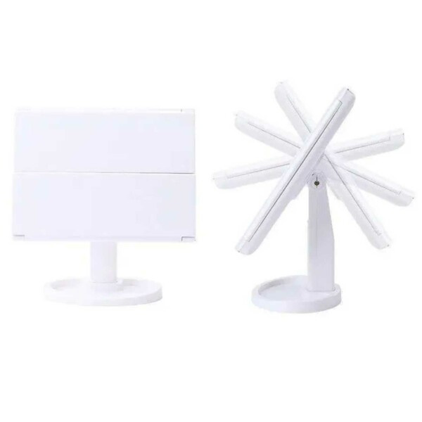 LED -sminke speil med belysning - Tri Fold Make Up Mirror White hvit