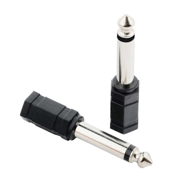 2-pack lydadapter 3,5 mm aux til 6,3 mm stereoadapter teleplug svart