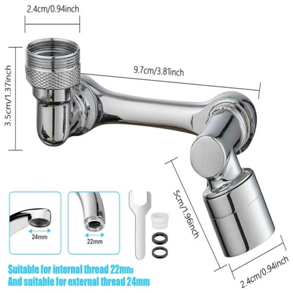 Munstycke till Kran - 1080° Roterande Kökskran Adapter Metall silver