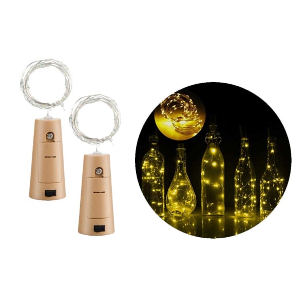 2-pack LED Ljusslinga Lampor Belysning för Flaskor Dekoration gul