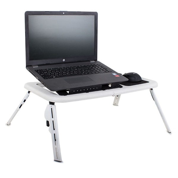 Hopfällbart Laptopbord med Kylning | Laptop Sängbord vit